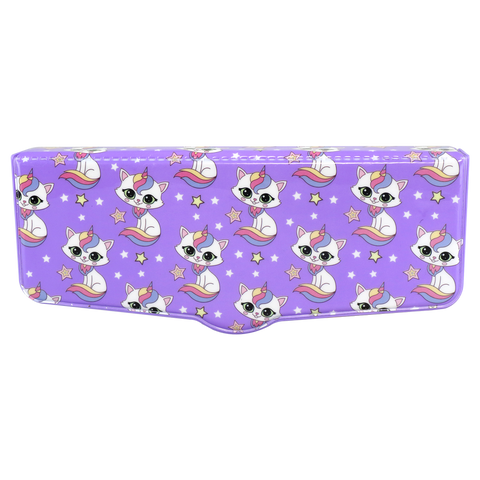 Image of Smily Kiddos Multi Functional Pop Out Pencil Box for Kids Stationery for Children - Unicorn Kitty - Violet
