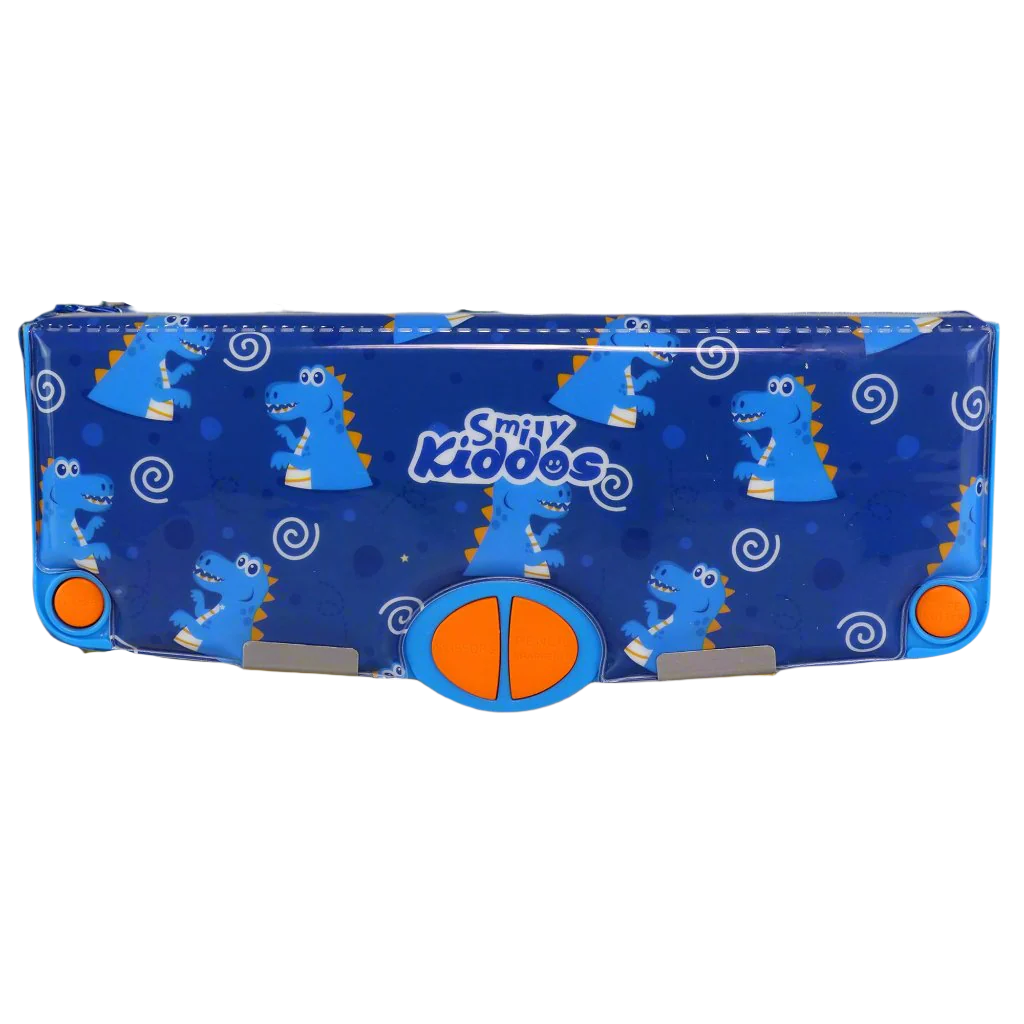 Smily Kiddos Multi Functional Pop Out Pencil Box for Kids Stationery for Children - Dino Theme - Blue
