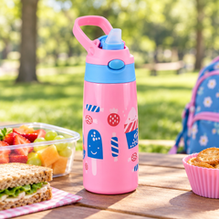 Smily Kiddos Insulated Water Bottle 450ml - Ice Cream Theme Pink