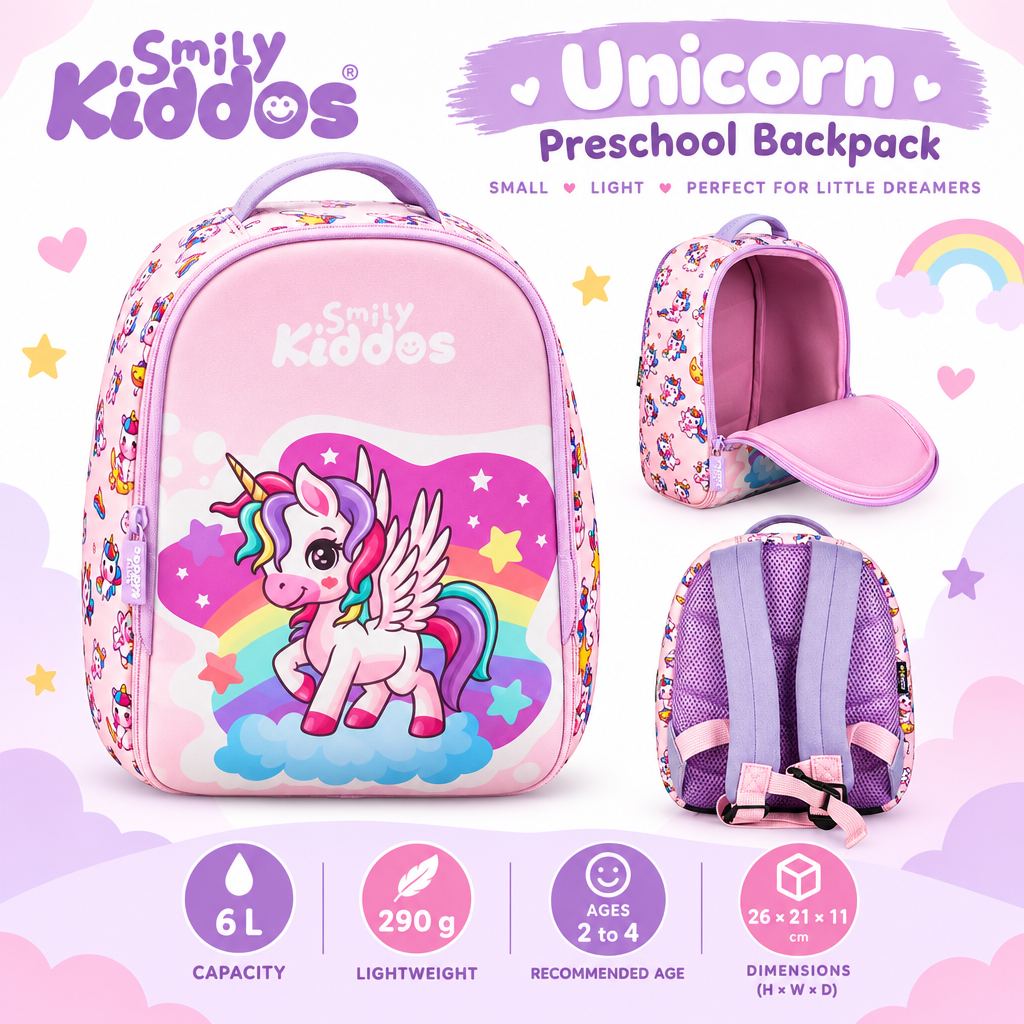 Magical Unicorn Theme Neoprene Preschool Backpack – Pink