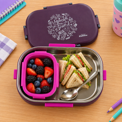 Stainless Steel Lunch Box - Fast Food Theme - Purple