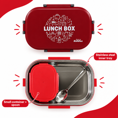 Stainless Steel Lunch Box Pan Cake Theme - Red