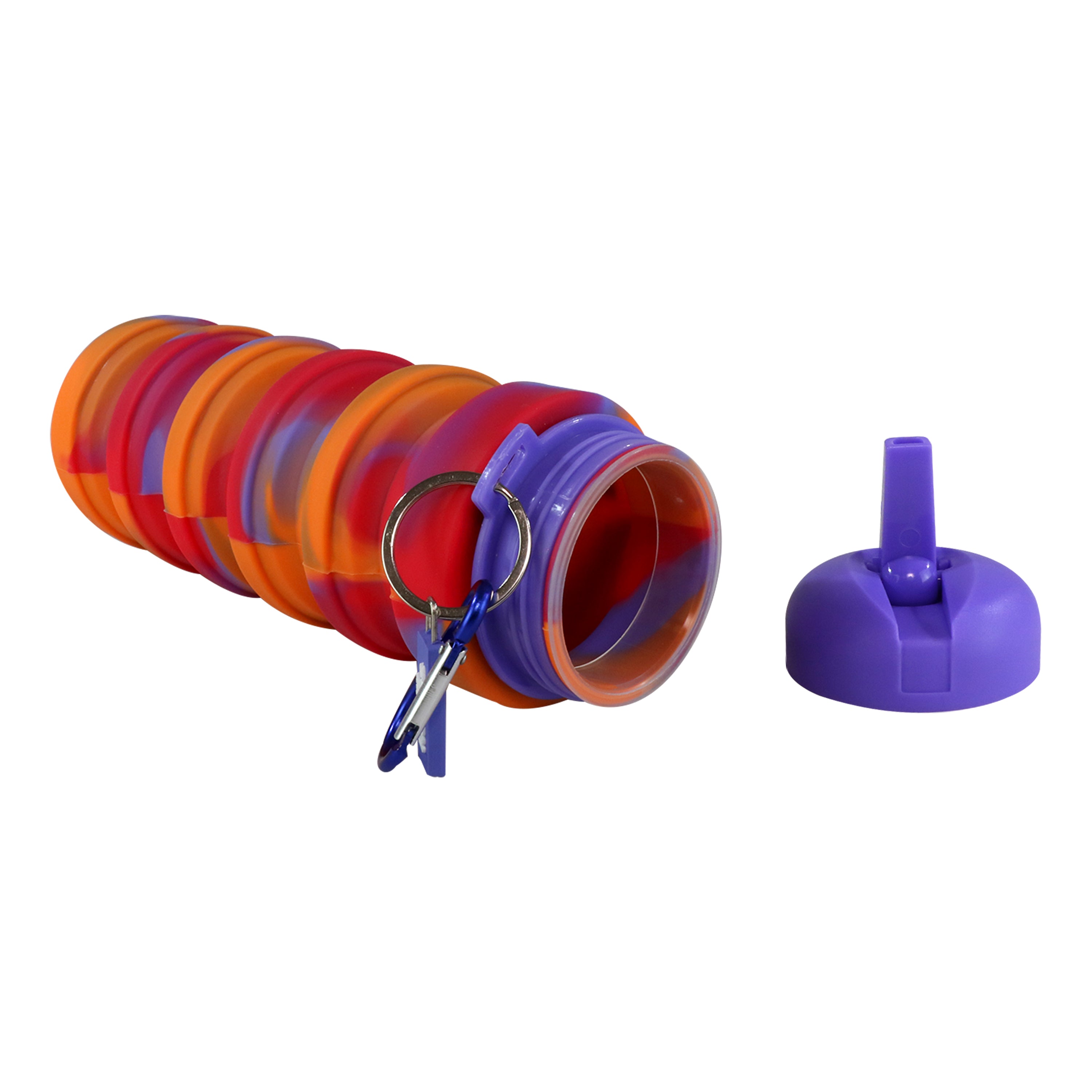 Silicone Expandable & Foldable Water Bottle Violet cap