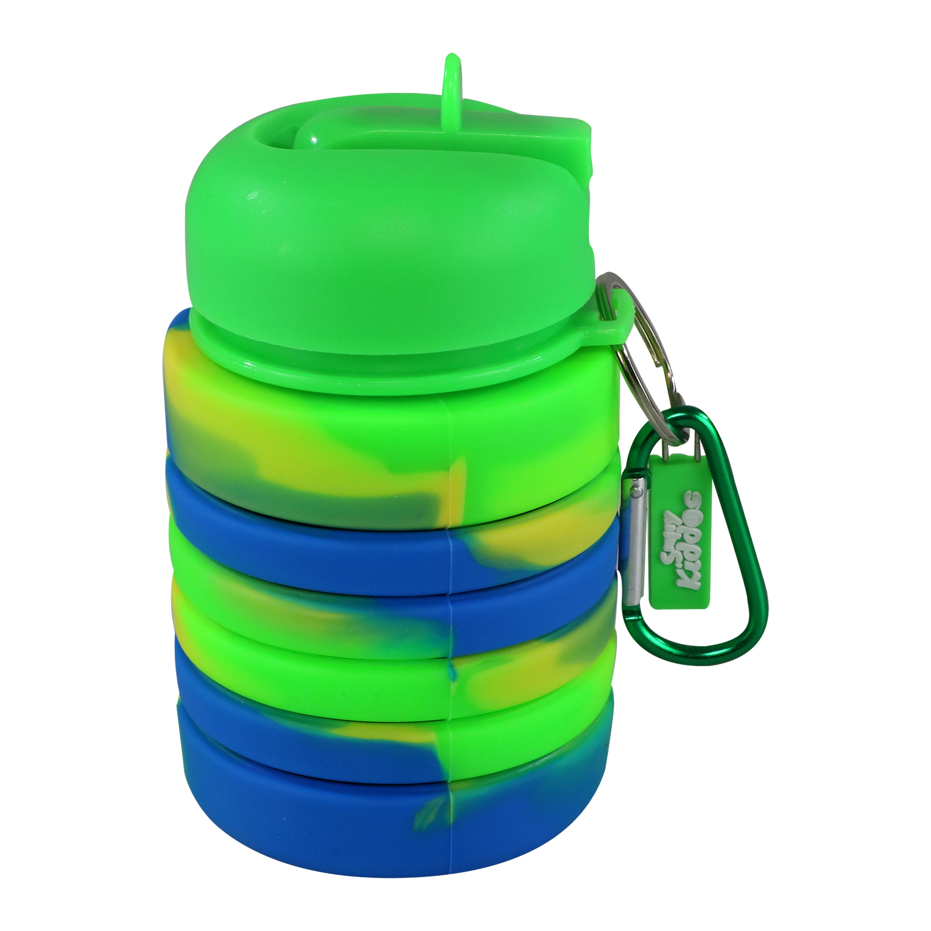 Silicone Expandable & Foldable Water Bottle Green down