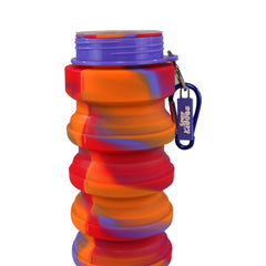 Silicone Expandable & Foldable Water Bottle Violet cap open