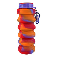 Silicone Expandable & Foldable Water Bottle Violet open cap