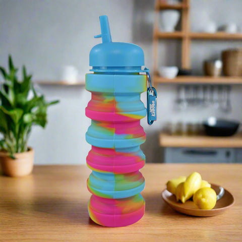 Image of Smily Kiddos Silicone Expandable & Foldable Water Bottle Light Blue