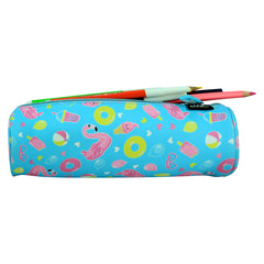 Swan Elegance Round Pencil Pouch – Light Blue