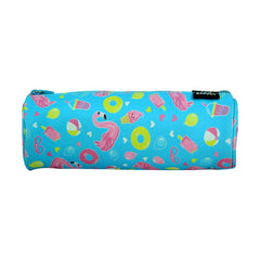 Swan Elegance Round Pencil Pouch – Light Blue