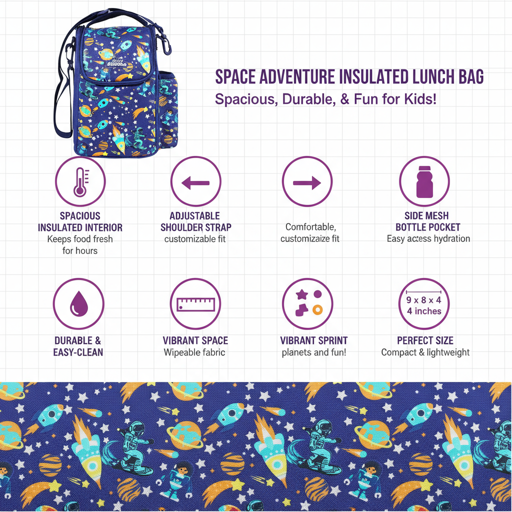 Space Astronaut Strap Lunch Bag V3 – Blue