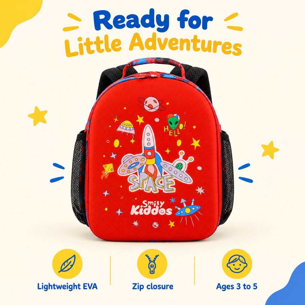 EVA Preschool Backpack - Space Theme - Red
