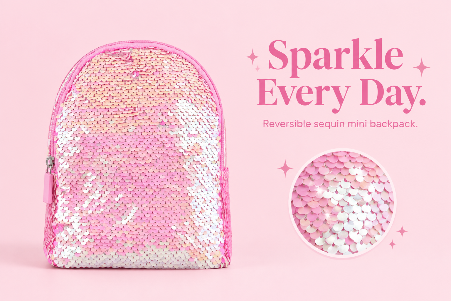 Smily Kiddos Reversible Sequin Casual Backpack – Pink