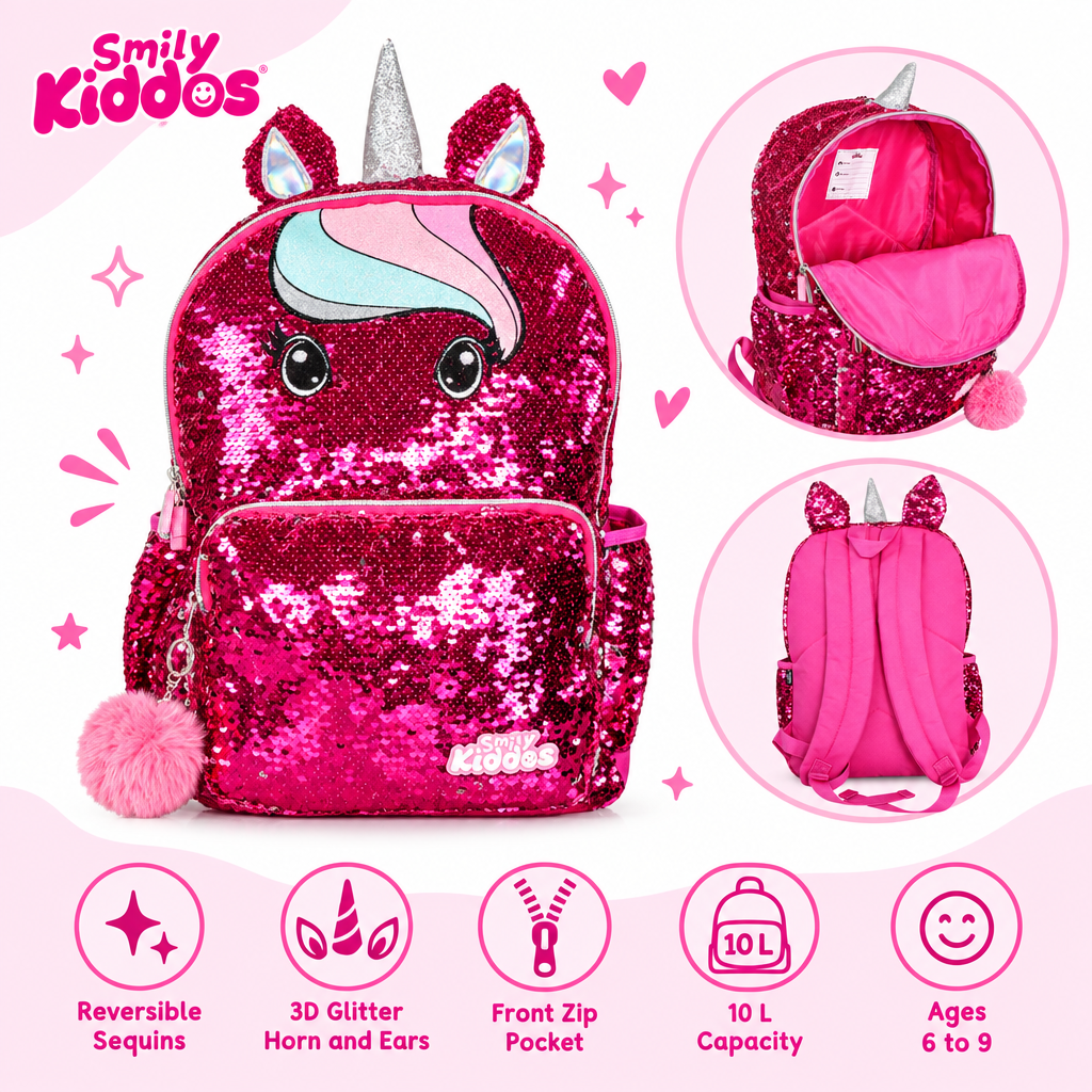 Starlight Unicorn Sequin Backpack – Pink