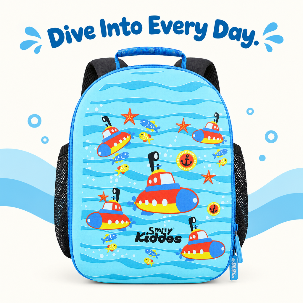 EVA Preschool Backpack – Submarine Theme - Light Blue