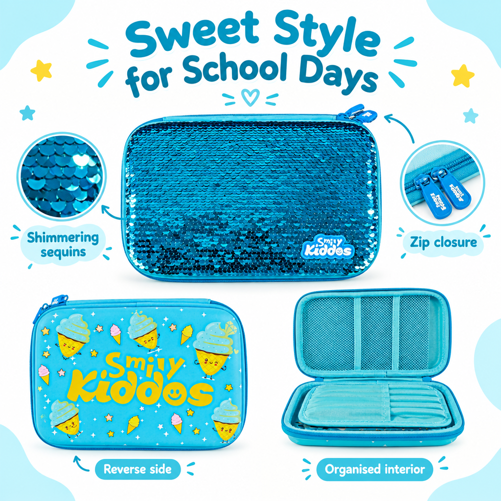 Bling Pencil Case - Ice Cream - Blue