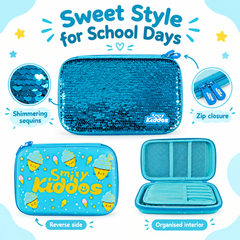 Bling Pencil Case - Ice Cream - Blue