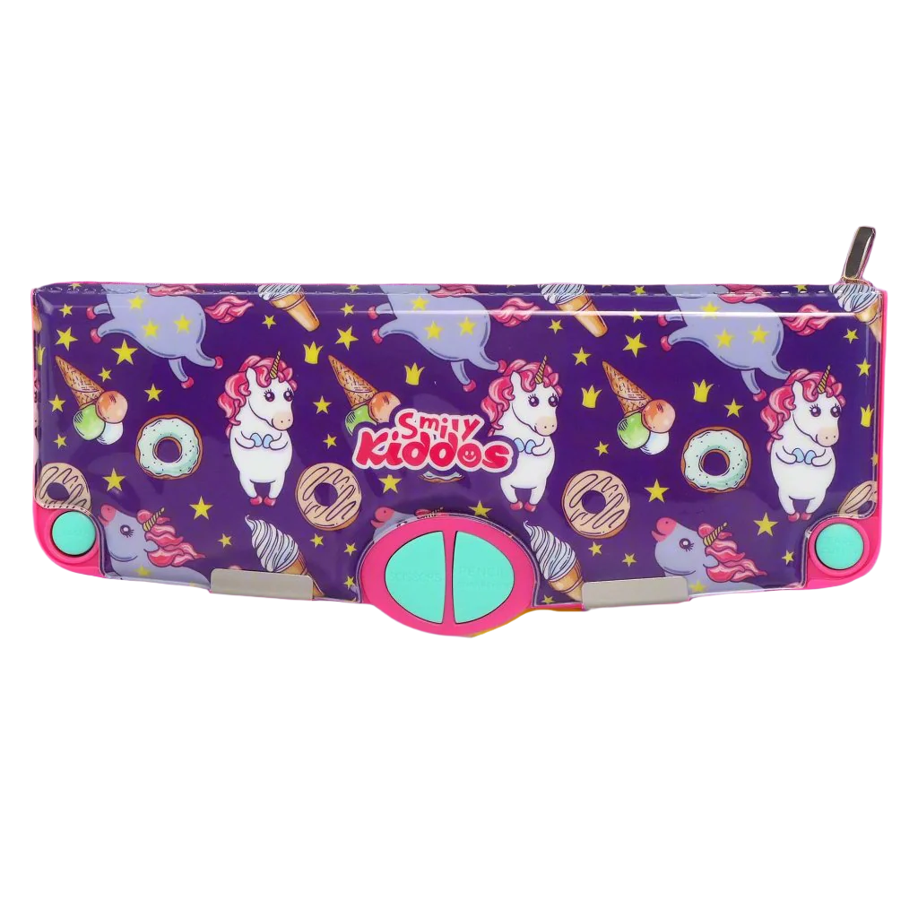 Smily Kiddos Multi Functional Pop Out Pencil Box for Kids Stationery for Children - Unicorn Ice Cream Purple