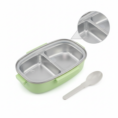 Small Stainless Steel Lunch Box - Robot Theme - Green