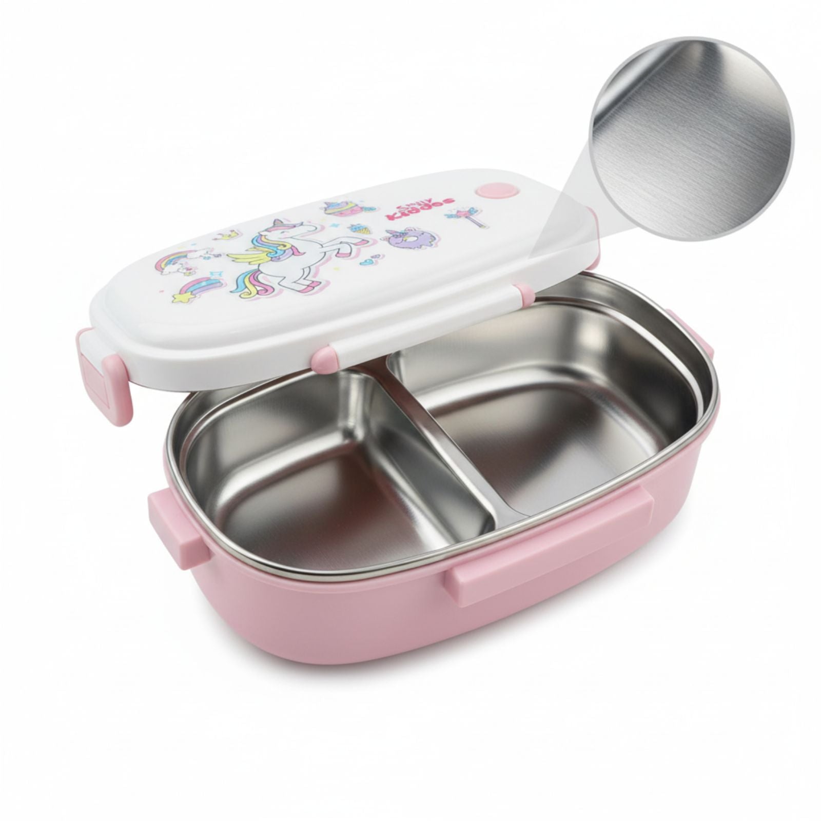 Small Stainless Steel Lunch Box - Unicorn Theme - Pink
