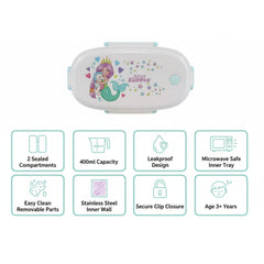 Small Stainless Steel Lunch Box - Mermaid Theme - Blue