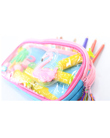 Image of Fancy Transparent Pencil Case Light Blue
