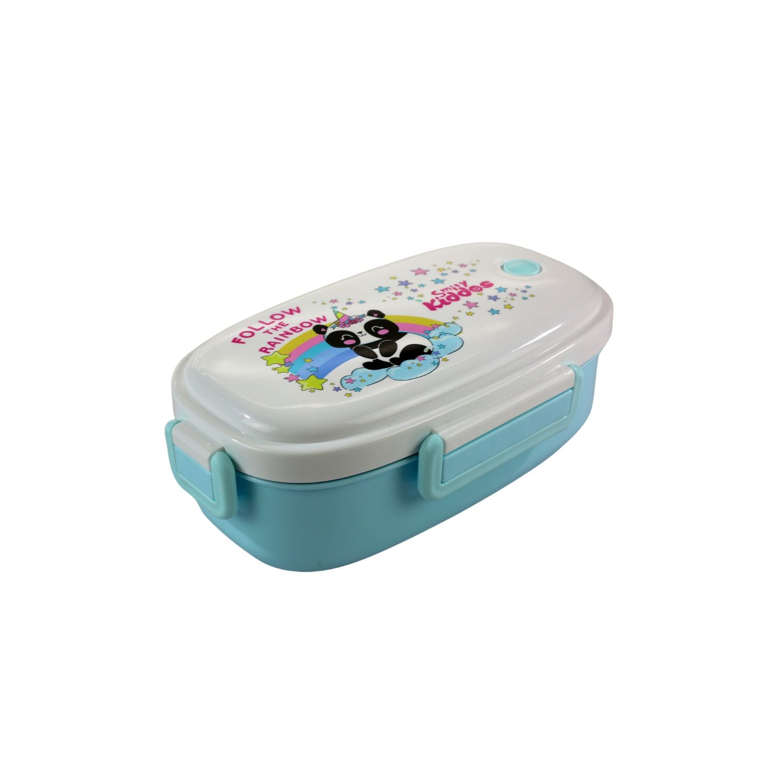 Smily kiddos Stainless Steel Lunch Box Small Rainbow Panda Theme - Light Blue 3+ years