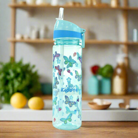 Image of Smily Kiddos Straight Water Bottle With Flip Top Nozzle Butterfly