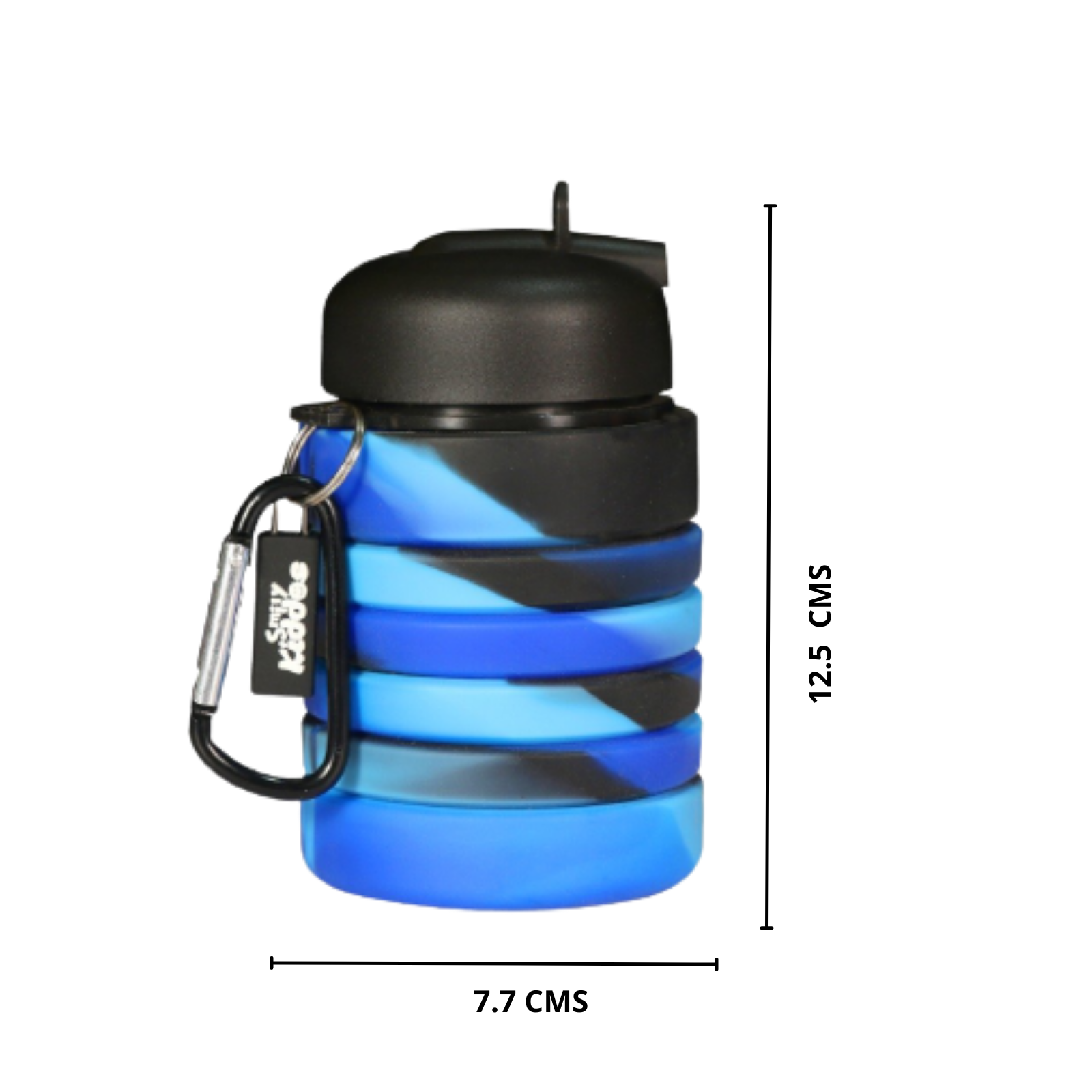Smily kiddos Silicone Expandable & Foldable Water Bottle Black & Blue