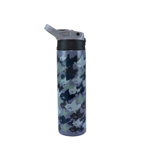 Image of Smily Kiddos Insulated Water Bottle 600ml - Shark  Theme Grey