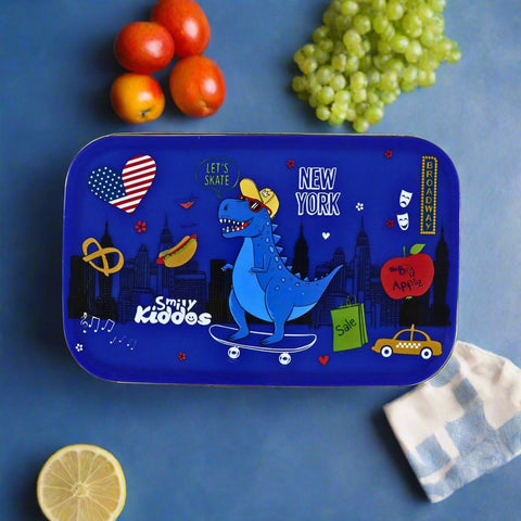 Image of Smily Kiddos Small Brunch Stainless Steel Lunch Box - Dino Theme