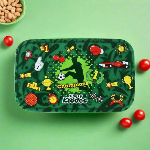 Image of Smily Kiddos Small Brunch Stainless Steel Lunch Box - Sports Theme Green