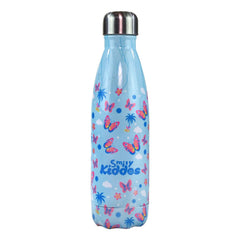 Smily Kiddos Steel Water Bottle Light Blue  - Butter Fly Theme