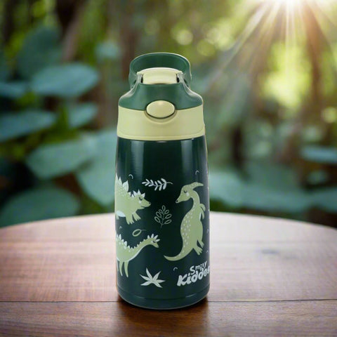 Image of Smily Kiddos Insulated Water Bottle 450ml - Dino Theme Green