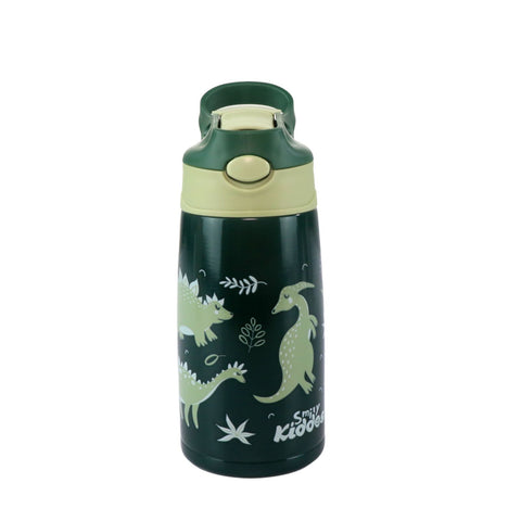 Image of Smily Kiddos Insulated Water Bottle 450ml - Dino Theme Green