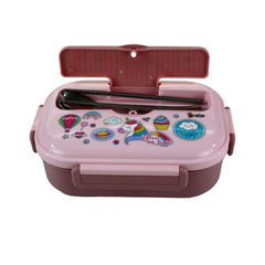 Smily Kiddos Stainless Steel Dream Land Theme Lunch Box - Light Pink for 3+ years