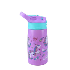 Smily Kiddos Insulated Water Bottle 450ml - Unicorn Theme Purple