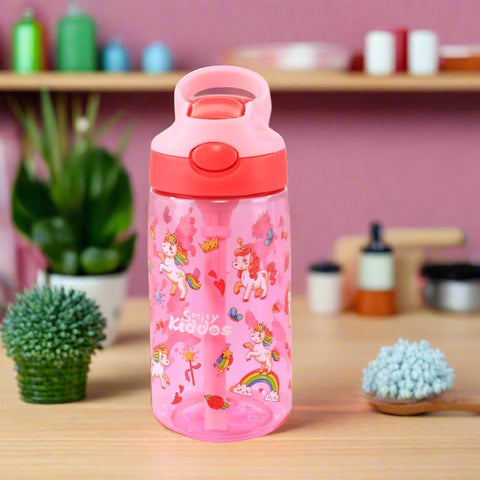 Image of Smily kiddos Sipper Bottle 450 ml - Unicorn Theme Pink