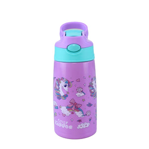 Smily Kiddos Insulated Water Bottle 450ml - Unicorn Theme Purple