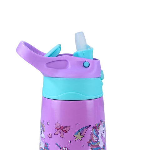 Image of Smily Kiddos Insulated Water Bottle 450ml - Unicorn Theme Purple