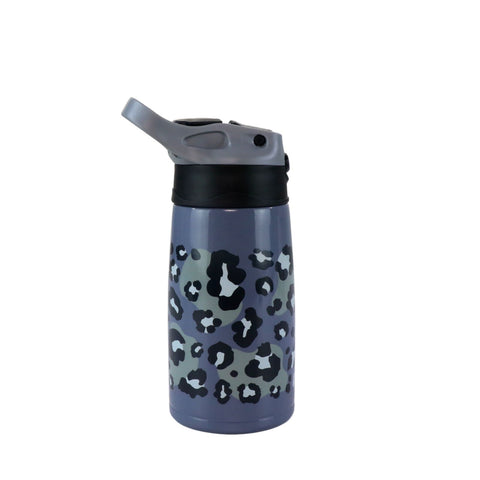 Image of Smily Kiddos Insulated Water Bottle 450ml - Leopard Print Grey