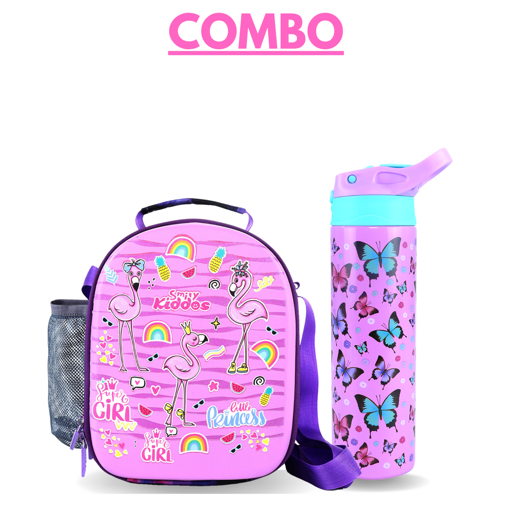 Smily Kiddos Combo| Lunch Bag | Water Bottle (Pack of 2)