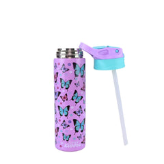 Smily Kiddos Insulated Water Bottle 600ml - Butterfly Theme Purple