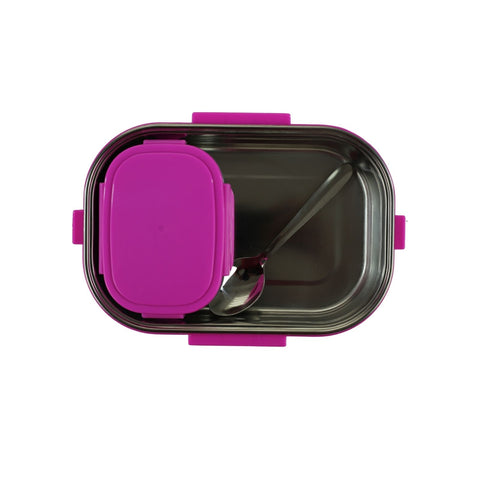 Image of Smily kiddos Stainless Steel Fast Food Theme Lunch Box -Purple 3+ years