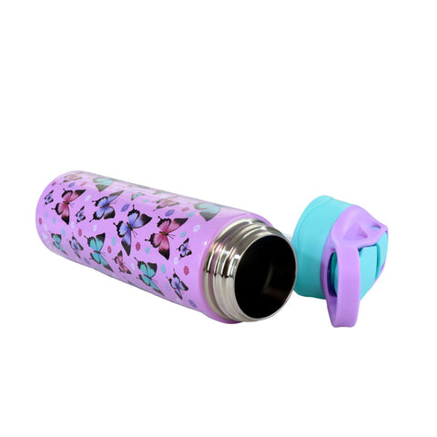 Image of Smily Kiddos Insulated Water Bottle 600ml - Butterfly Theme Purple