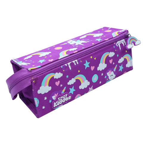 Image of Smily Tray Pencil Case Rainbow Unicorn Theme Purple