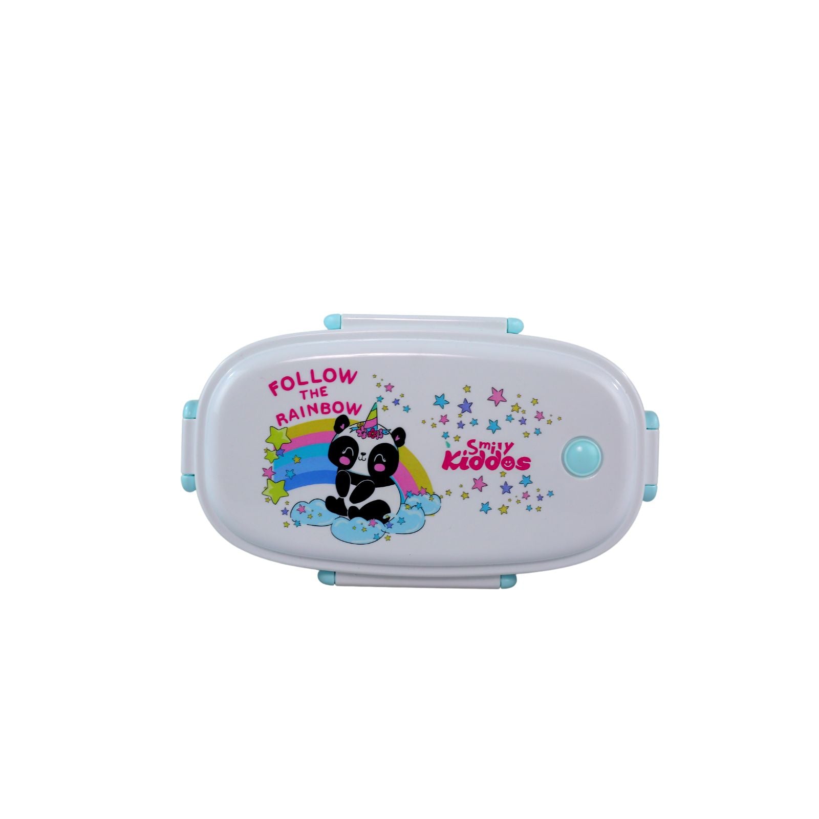 Smily kiddos Stainless Steel Lunch Box Small Rainbow Panda Theme - Light Blue 3+ years