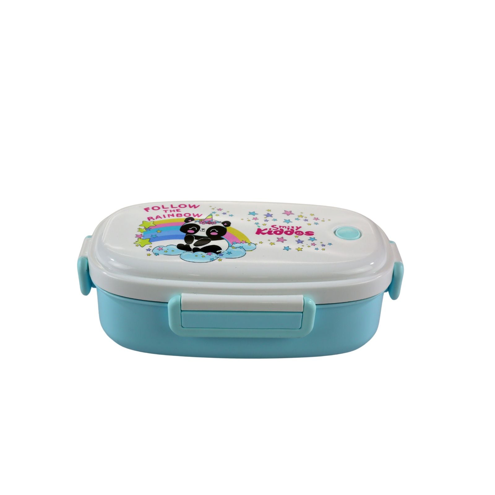 Smily kiddos Stainless Steel Lunch Box Small Rainbow Panda Theme - Light Blue 3+ years