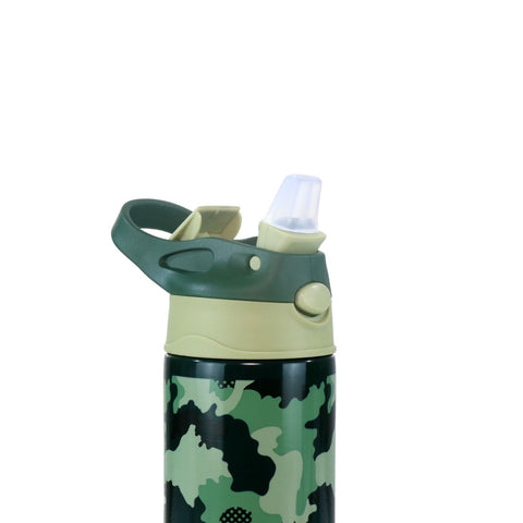 Image of Smily Kiddos Insulated Water Bottle 600ml - Camo Theme Green