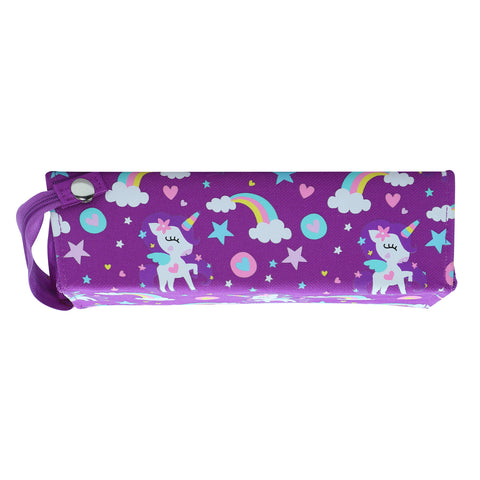 Image of Smily Tray Pencil Case Rainbow Unicorn Theme Purple