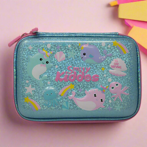 Image of Smily Sparkle Pencil Case Narwhale Theme